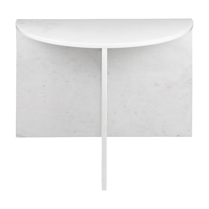 Patrice 20" Art Deco Minimalist Natural Marble Handmade Demilune Side Table