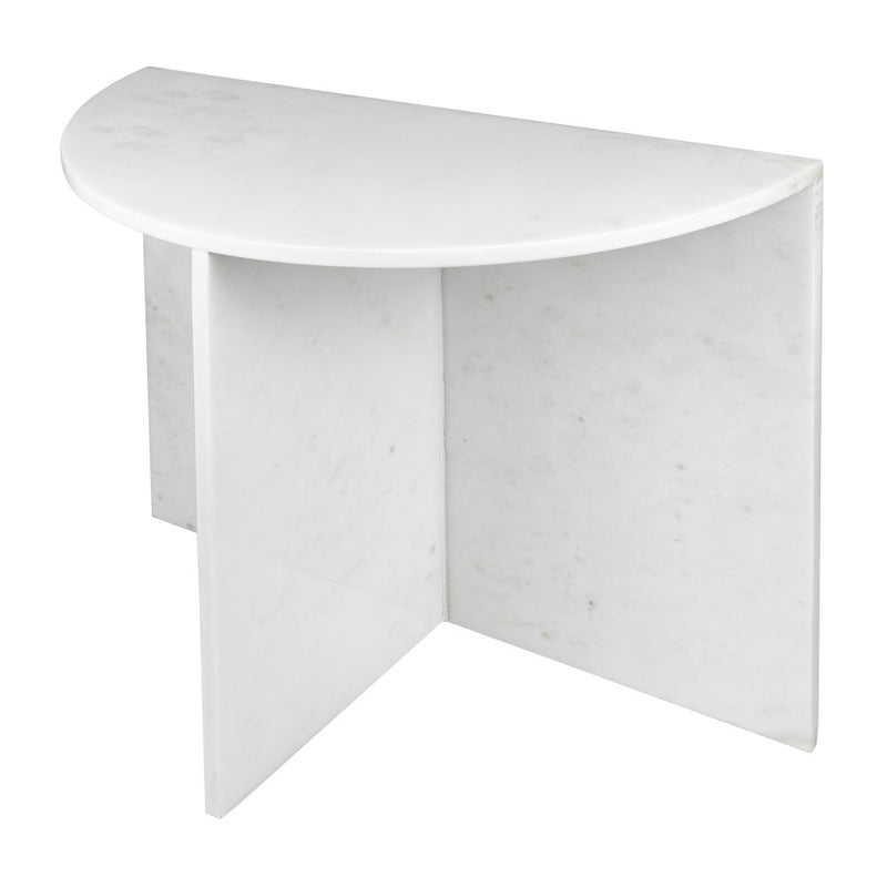 Patrice 20" Art Deco Minimalist Natural Marble Handmade Demilune Side Table