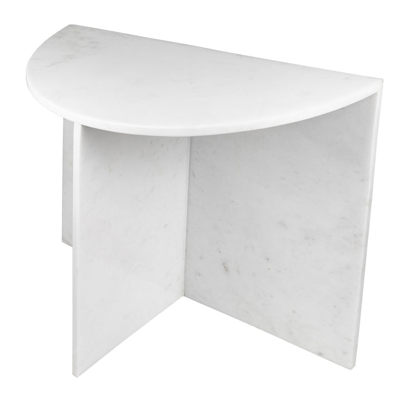 Patrice 20" Art Deco Minimalist Natural Marble Handmade Demilune Side Table