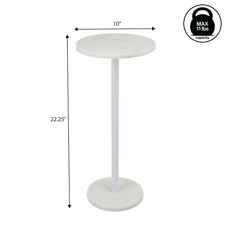 Cogsen 22.25" Contemporary Natural Marble/Metal Pedestal Drink Table
