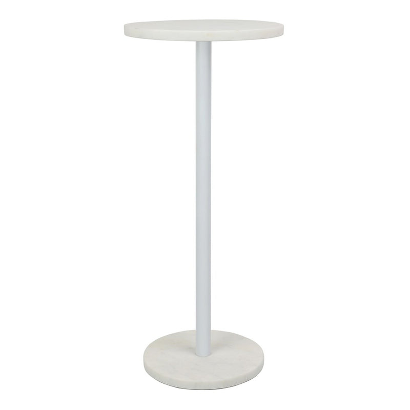 Cogsen 22.25" Contemporary Natural Marble/Metal Pedestal Drink Table