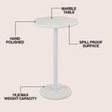 Cogsen 22.25" Contemporary Natural Marble/Metal Pedestal Drink Table