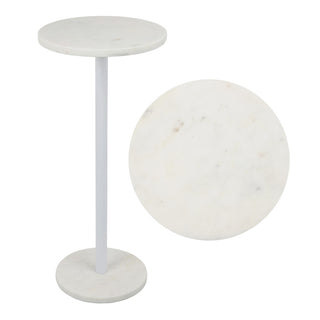 Cogsen 22.25" Contemporary Natural Marble/Metal Pedestal Drink Table