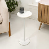 Cogsen 22.25" Contemporary Natural Marble/Metal Pedestal Drink Table