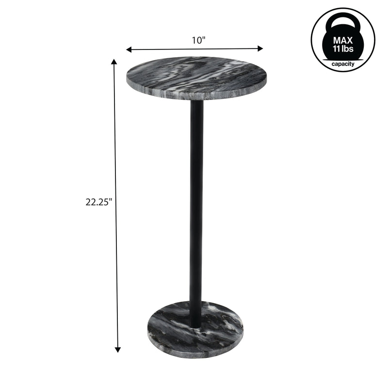 Cogsen 22.25" Contemporary Natural Marble/Metal Pedestal Drink Table