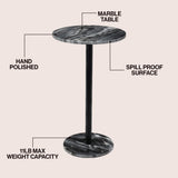Cogsen 22.25" Contemporary Natural Marble/Metal Pedestal Drink Table