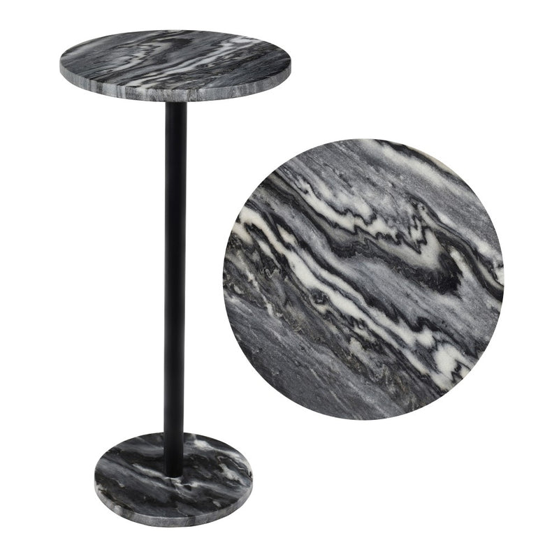 Cogsen 22.25" Contemporary Natural Marble/Metal Pedestal Drink Table