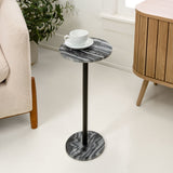 Cogsen 22.25" Contemporary Natural Marble/Metal Pedestal Drink Table