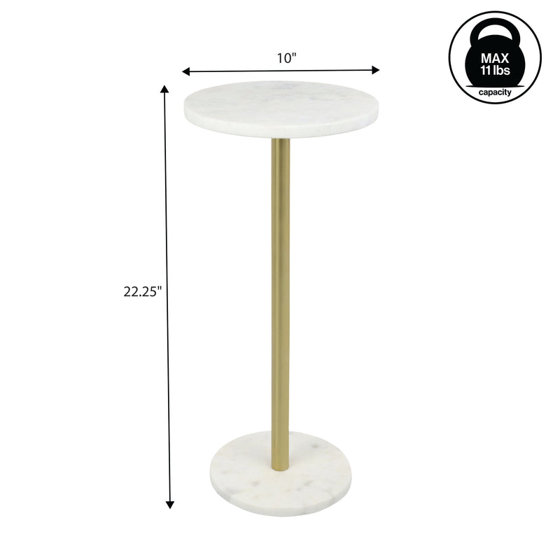 Cogsen 22.25" Contemporary Natural Marble/Metal Pedestal Drink Table