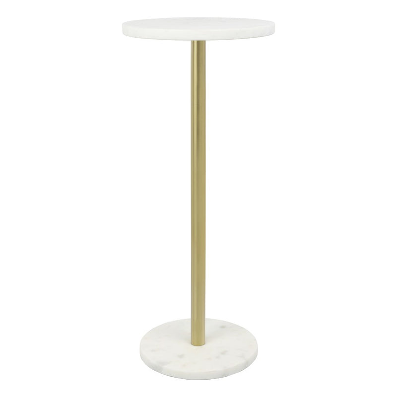 Cogsen 22.25" Contemporary Natural Marble/Metal Pedestal Drink Table