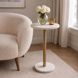 Cogsen 22.25" Contemporary Natural Marble/Metal Pedestal Drink Table