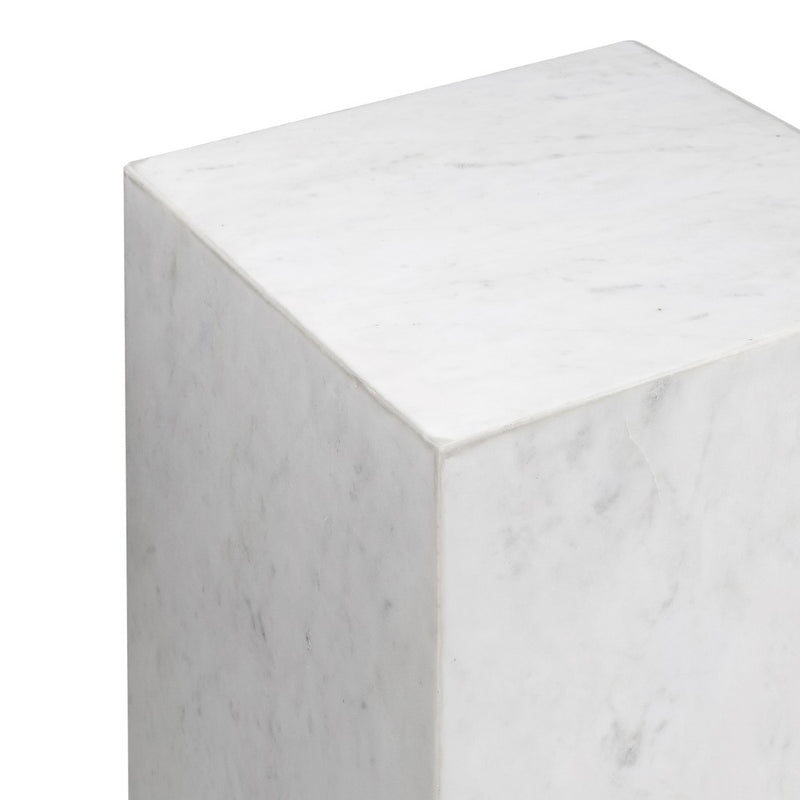 Felix 18" Contemporary Solid Natural Marble Handmade Square Plinth Block Pedestal End Table