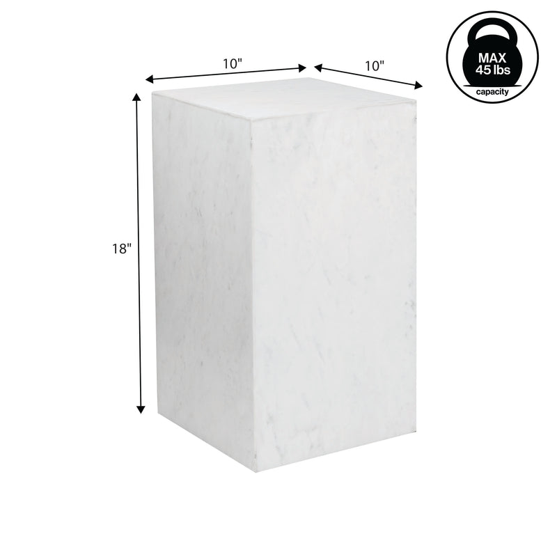 Felix 18" Contemporary Solid Natural Marble Handmade Square Plinth Block Pedestal End Table