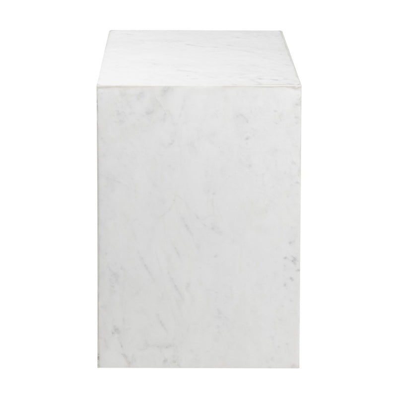 Felix 18" Contemporary Solid Natural Marble Handmade Square Plinth Block Pedestal End Table