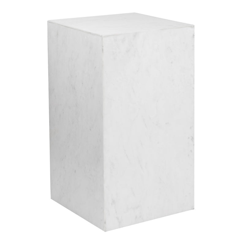 Felix 18" Contemporary Solid Natural Marble Handmade Square Plinth Block Pedestal End Table