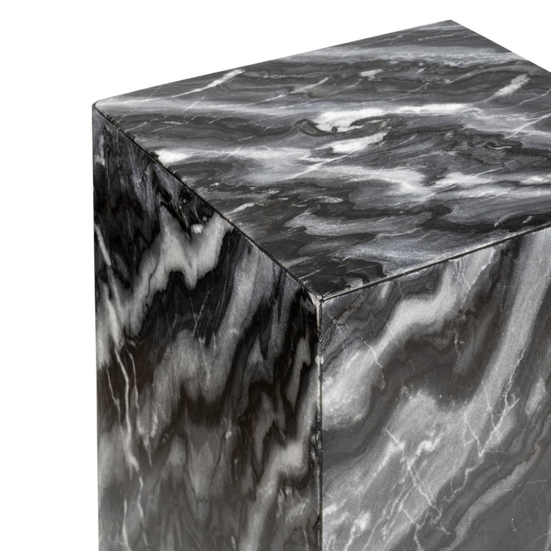 Felix 18" Contemporary Solid Natural Marble Handmade Square Plinth Block Pedestal End Table