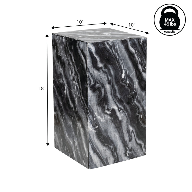 Felix 18" Contemporary Solid Natural Marble Handmade Square Plinth Block Pedestal End Table