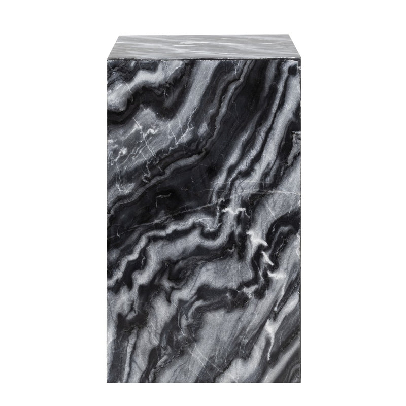 Felix 18" Contemporary Solid Natural Marble Handmade Square Plinth Block Pedestal End Table