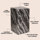 Felix 18" Contemporary Solid Natural Marble Handmade Square Plinth Block Pedestal End Table