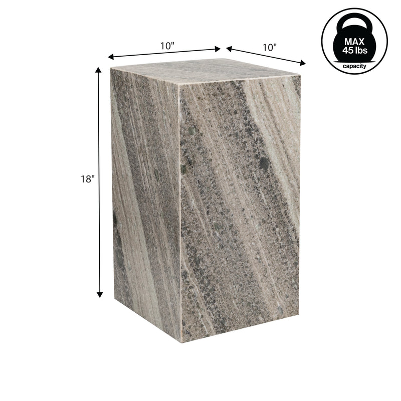 Felix 18" Contemporary Solid Natural Marble Handmade Square Plinth Block Pedestal End Table