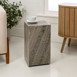 Felix 18" Contemporary Solid Natural Marble Handmade Square Plinth Block Pedestal End Table