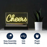 Cheers 11.8" Contemporary Glam Acrylic Box USB Operated LED Neon Light Yellow – ICONS