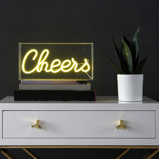 Cheers 11.8" Contemporary Glam Acrylic Box USB Operated LED Neon Light - JONATHAN Y