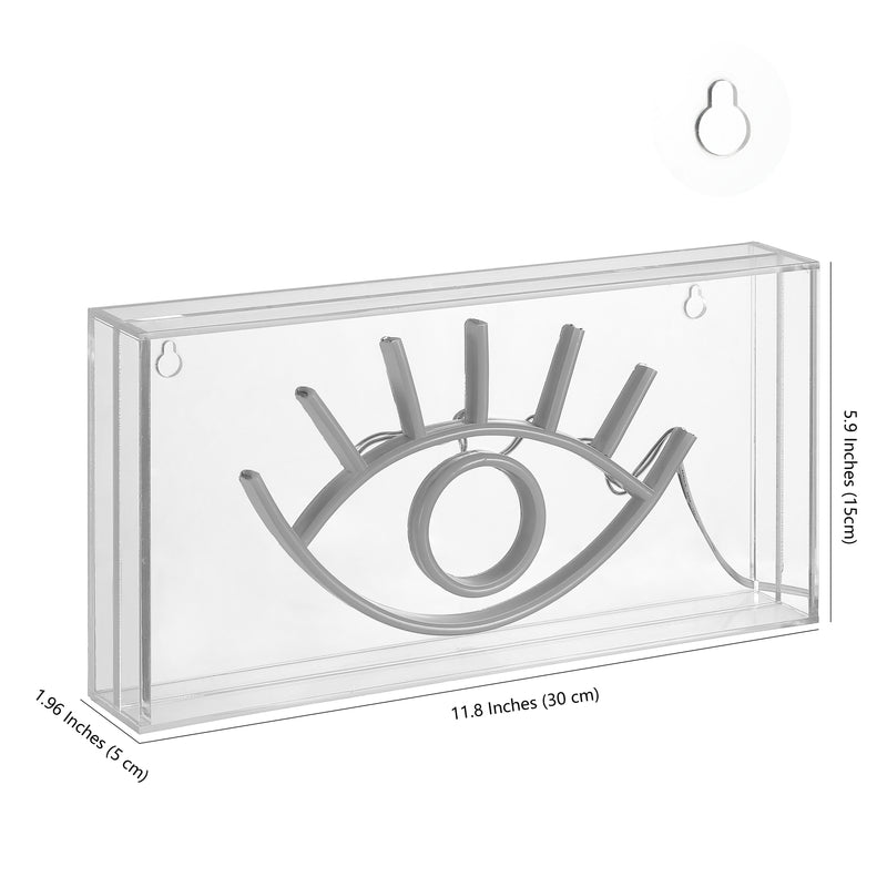 Eye 11.8" Contemporary Glam Acrylic Box USB Operated LED Neon Light - JONATHAN Y
