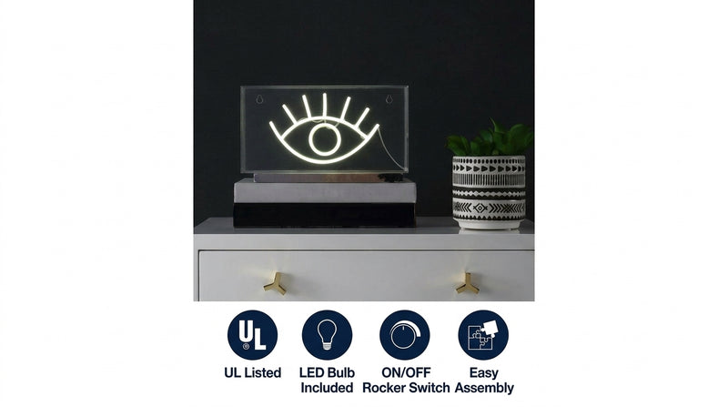 Eye 11.8" Contemporary Glam Acrylic Box USB Operated LED Neon Light Yellow – ICONS