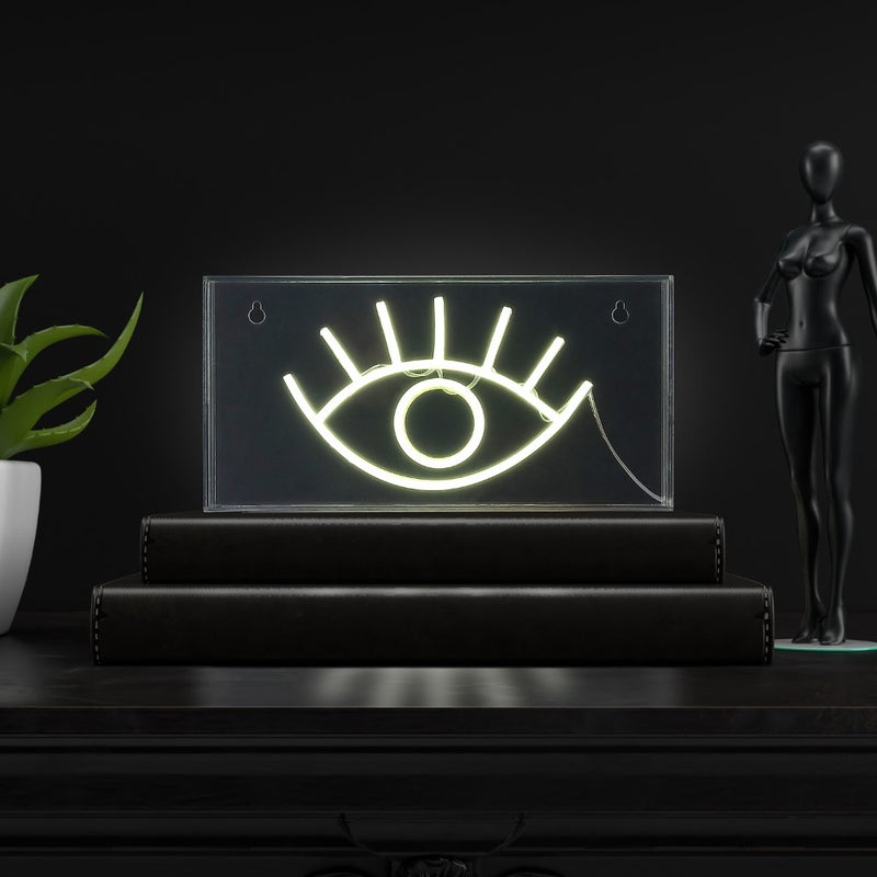 Eye 11.8" Contemporary Glam Acrylic Box USB Operated LED Neon Light - JONATHAN Y