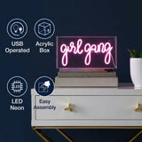 Girl Gang 11.88" Contemporary Glam Acrylic Box USB Operated LED Neon Light Pink – ICONS