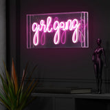 Girl Gang 11.88" Contemporary Glam Acrylic Box USB Operated LED Neon Light - JONATHAN Y
