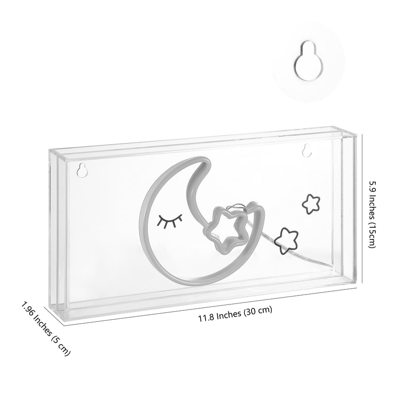 Moon 11.8" Contemporary Glam Acrylic Box USB Operated LED Neon Light - JONATHAN Y