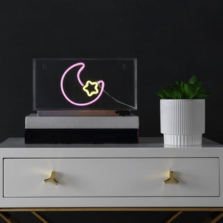 Moon 11.8" Contemporary Glam Acrylic Box USB Operated LED Neon Light - JONATHAN Y