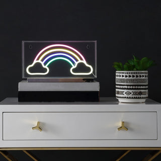 Rainbow 11.75" Contemporary Glam Acrylic Box USB Operated LED Neon Light - JONATHAN Y
