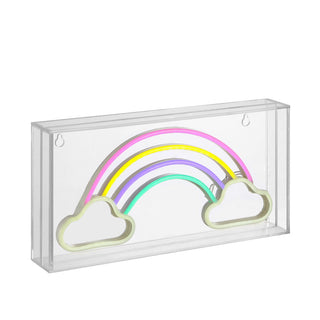 Rainbow 11.75" Contemporary Glam Acrylic Box USB Operated LED Neon Light - JONATHAN Y