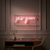 Yass Queen 11.8" Contemporary Glam Acrylic Box USB Operated LED Neon Light Pink – AI-ON
