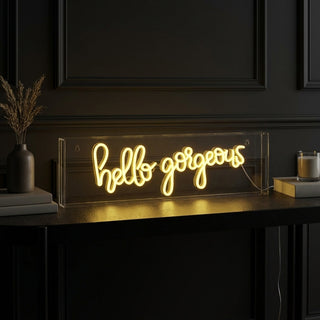 Hello Gorgerous 20" Contemporary Glam Acrylic Box USB Operated LED Neon Light Yellow – AI-ON