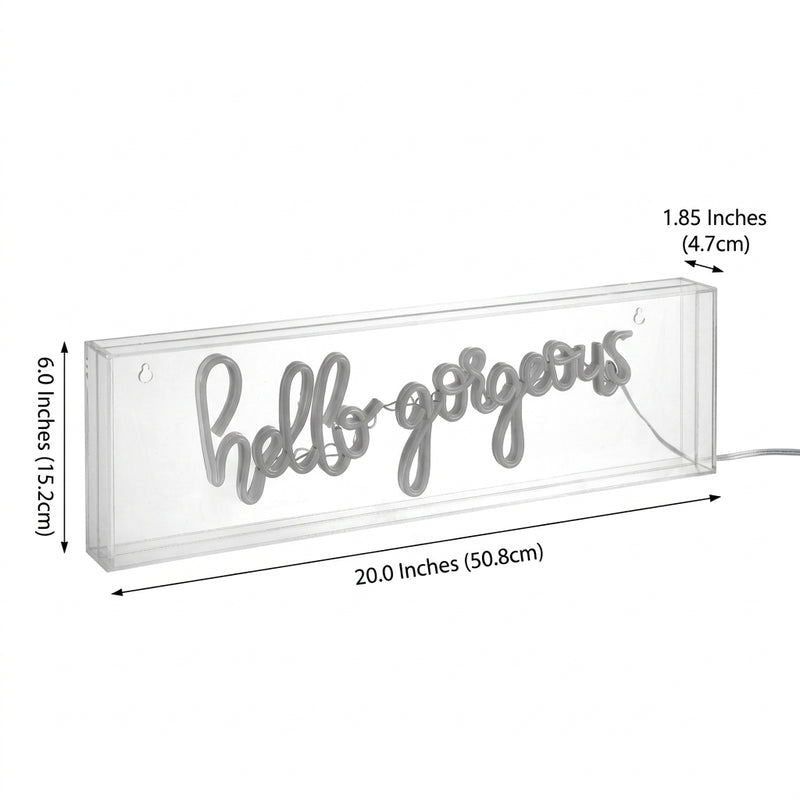 Hello Gorgerous 20" Contemporary Glam Acrylic Box USB Operated LED Neon Light Yellow – DIM