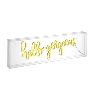 Hello Gorgerous 20" Contemporary Glam Acrylic Box USB Operated LED Neon Light - JONATHAN Y