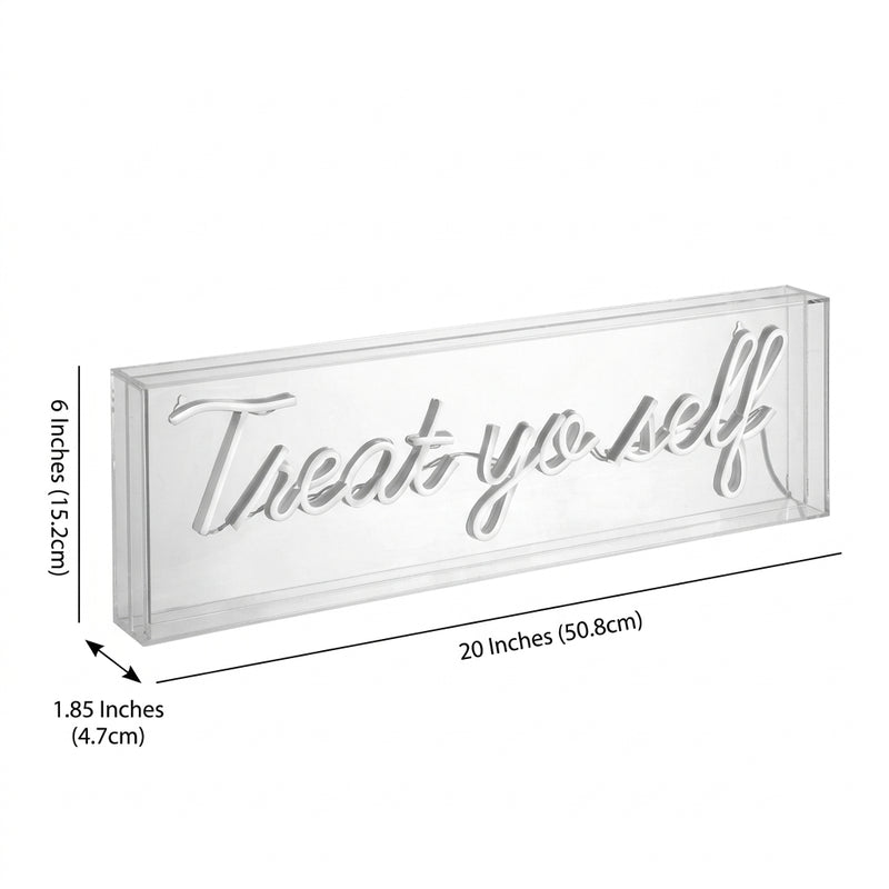 Treat Yo Self 20" Contemporary Glam Acrylic Box USB Operated LED Neon Light Yellow – DIM