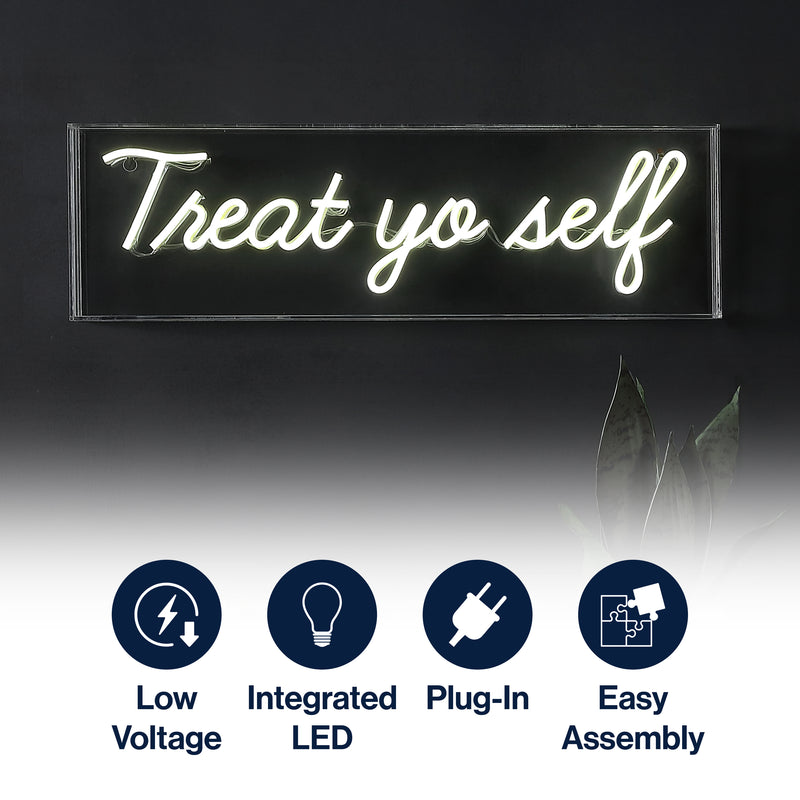Treat Yo Self 20" Contemporary Glam Acrylic Box USB Operated LED Neon Light