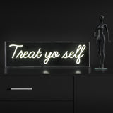 Treat Yo Self 20" Contemporary Glam Acrylic Box USB Operated LED Neon Light - JONATHAN Y