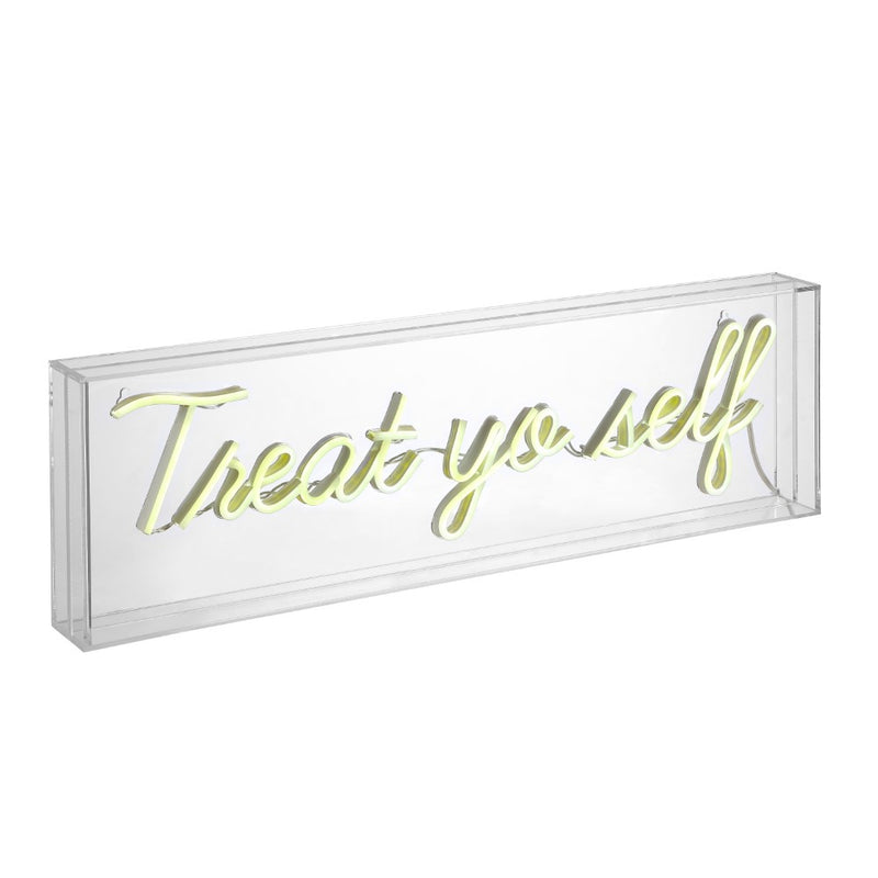 Treat Yo Self 20" Contemporary Glam Acrylic Box USB Operated LED Neon Light - JONATHAN Y
