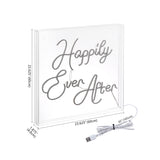 Happily Ever After Square Contemporary Glam Acrylic Box USB Operated LED Neon Light - JONATHAN Y