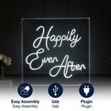Happily Ever After Square Contemporary Glam Acrylic Box USB Operated LED Neon Light White / 23.63" – ICONS