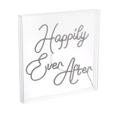 Happily Ever After Square Contemporary Glam Acrylic Box USB Operated LED Neon Light - JONATHAN Y