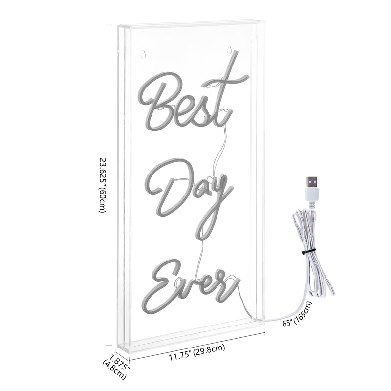 Best Day Ever Contemporary Glam Acrylic Box USB Operated LED Neon Light - JONATHAN Y