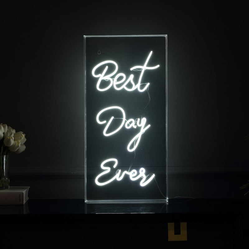 Best Day Ever Contemporary Glam Acrylic Box USB Operated LED Neon Light - JONATHAN Y