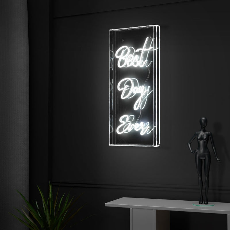 Best Day Ever Contemporary Glam Acrylic Box USB Operated LED Neon Light - JONATHAN Y